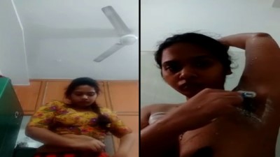 Tamil girl hairy pussy shaved in the bathroom